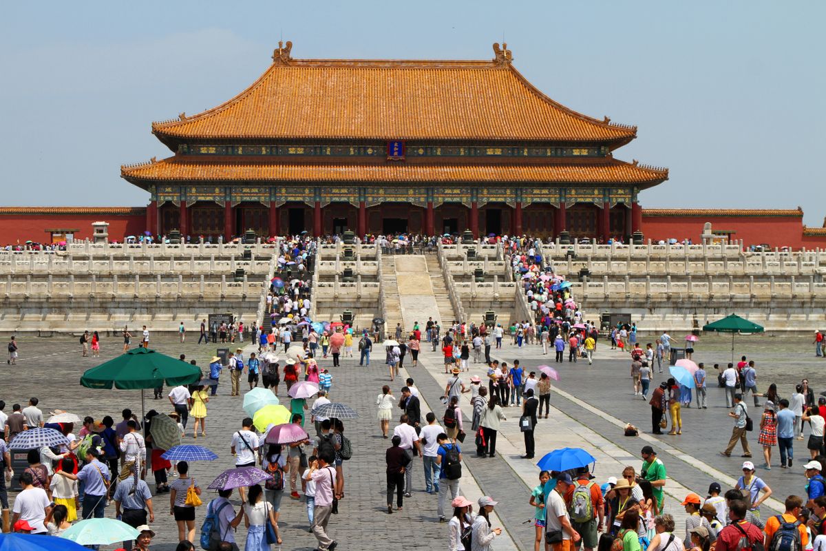 Crowds at the Forbidden City in Beijing on a timed-entry day