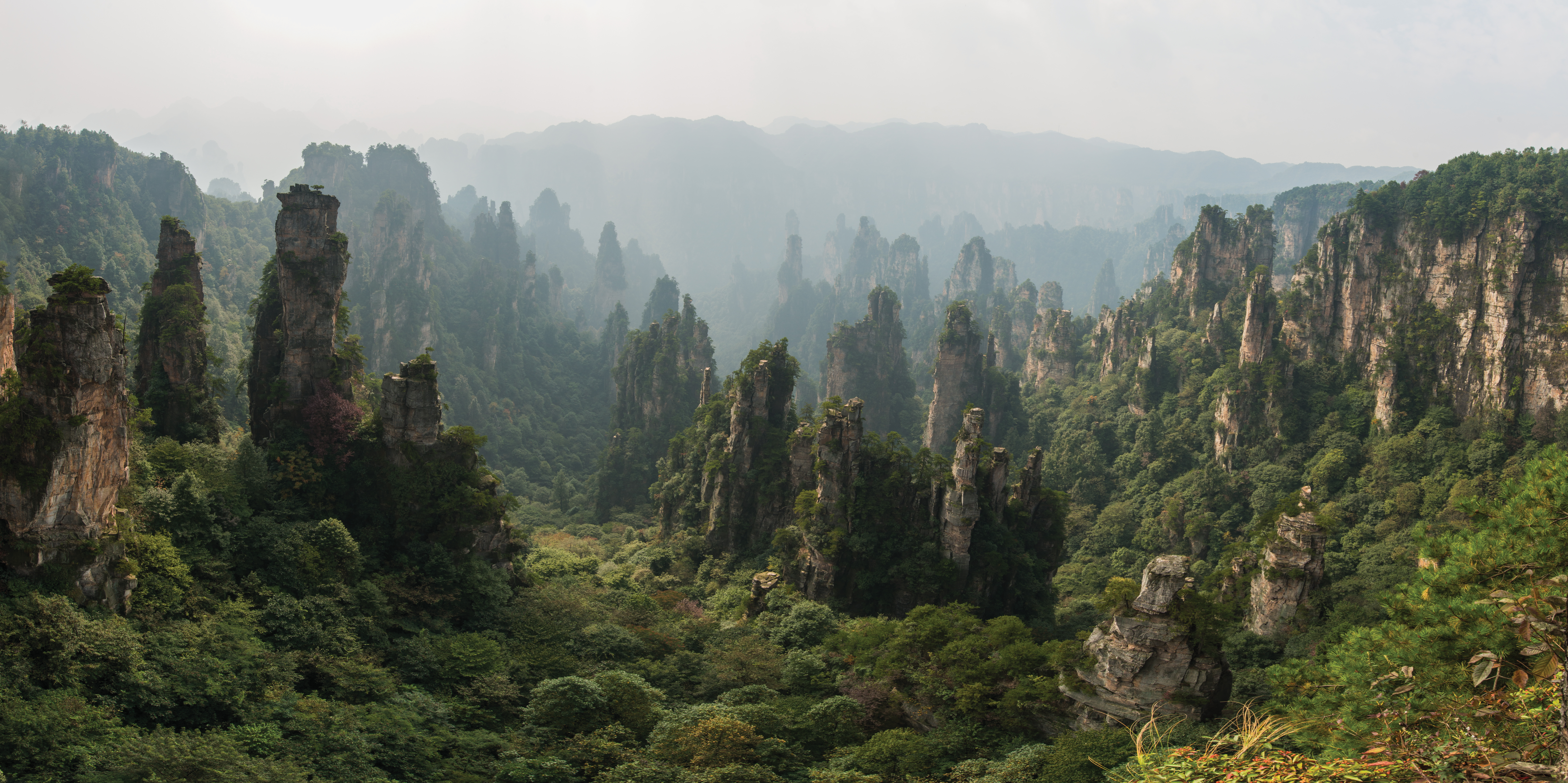 Sandstone pillars of Tianzi Mountain in Zhangjiajie