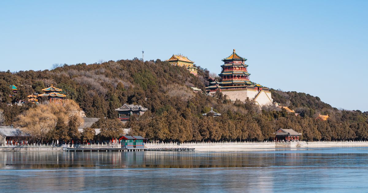 Longevity Hill and the Tower of Buddhist Incense seen across Kunming Lake