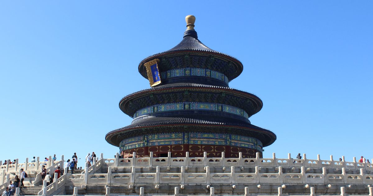 The Hall of Prayer for Good Harvests rising above its white marble terrace at the Temple of Heaven in Beijing