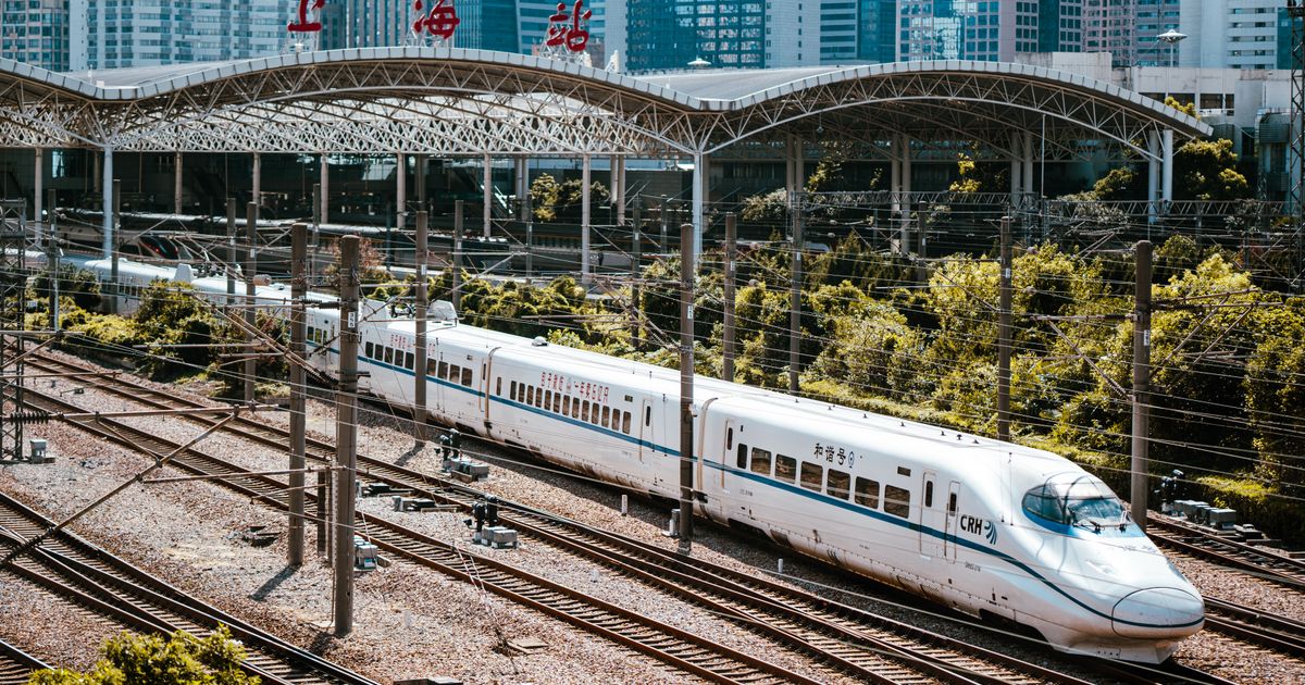 Modern China high-speed train (CRH) at Shanghai Railway Station