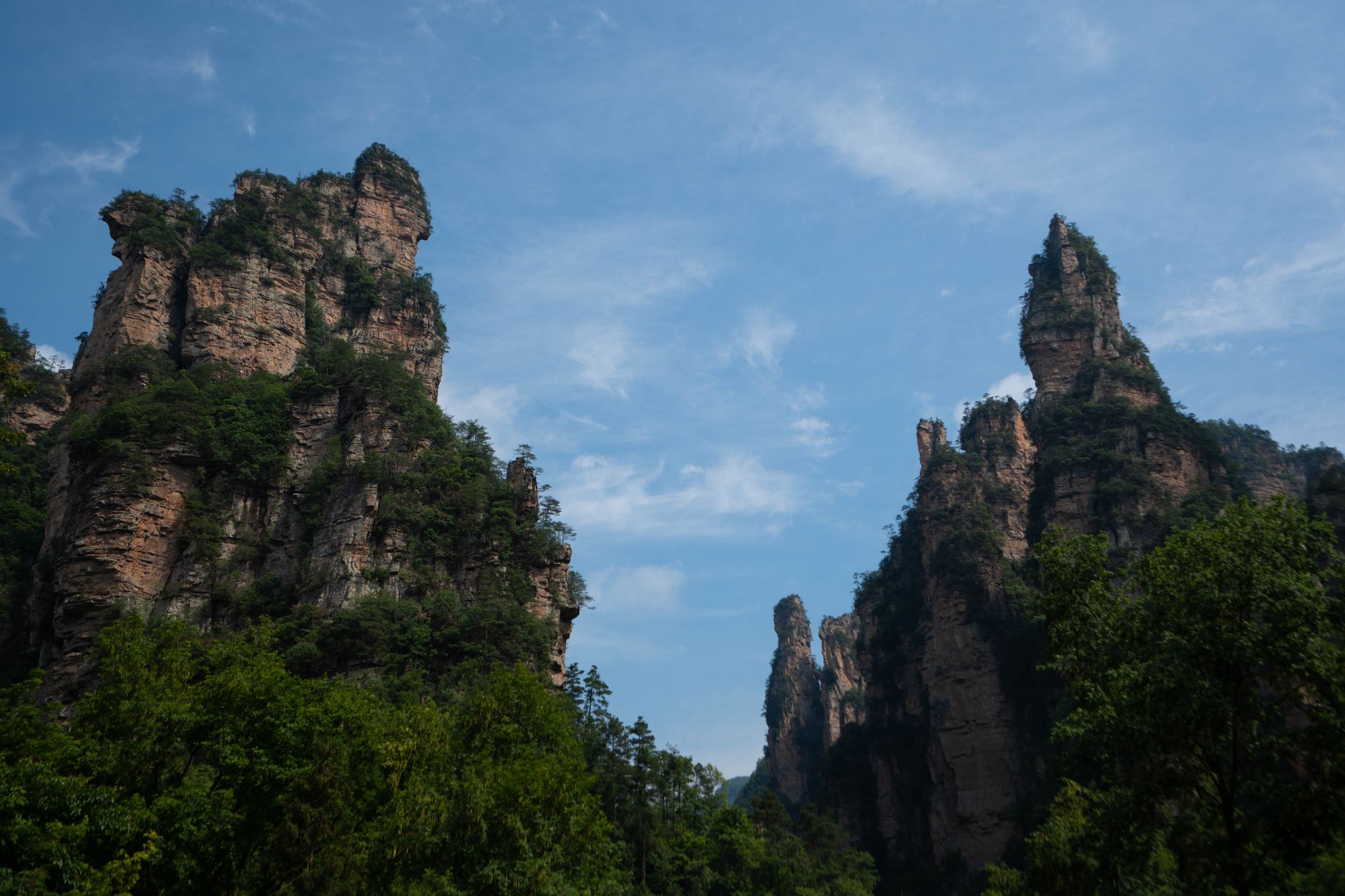 Layered spires fading into cloud