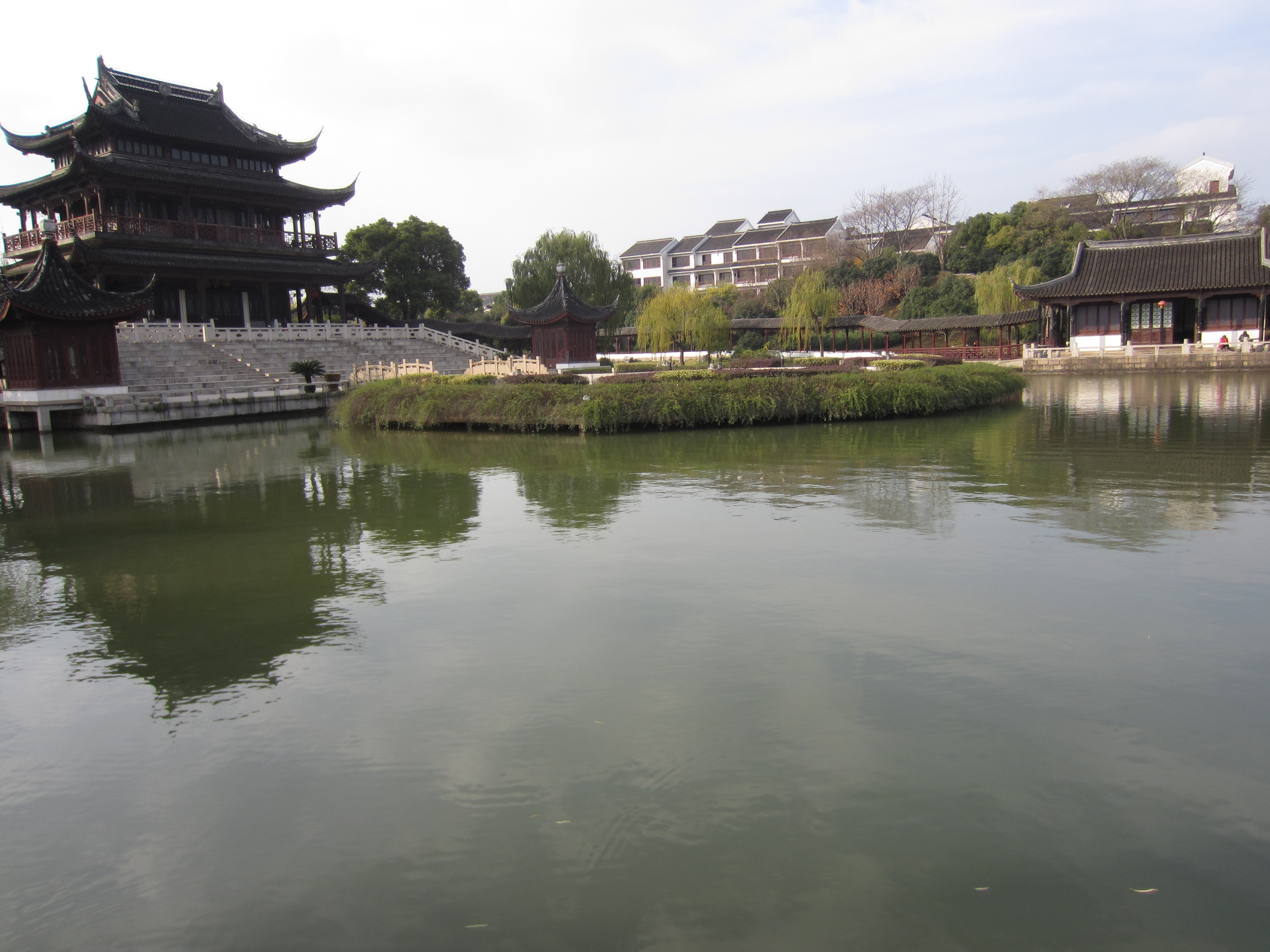 Waterside halls and bridge within Panmen