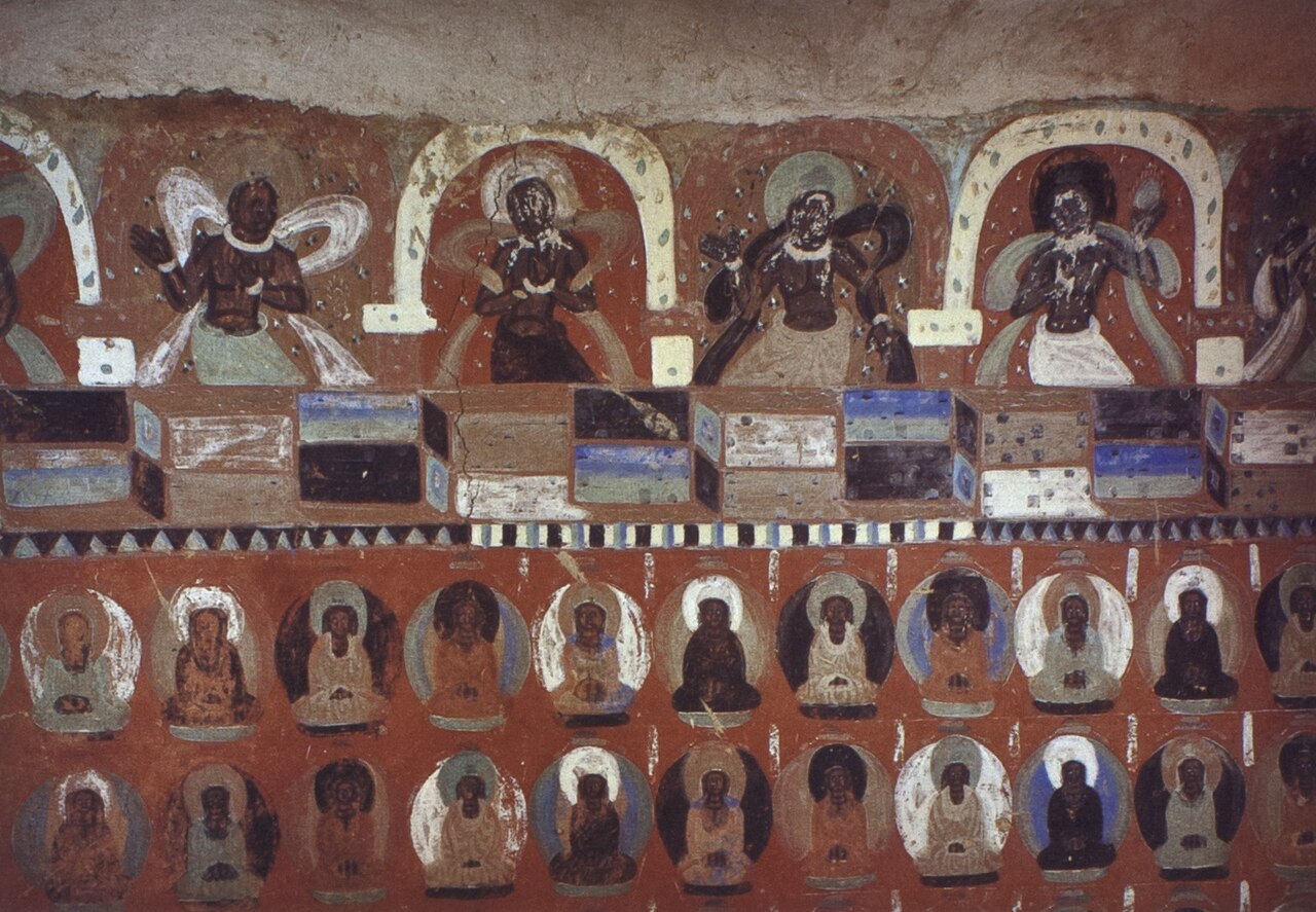Ancient Buddhist mural inside a Northern Wei grotto