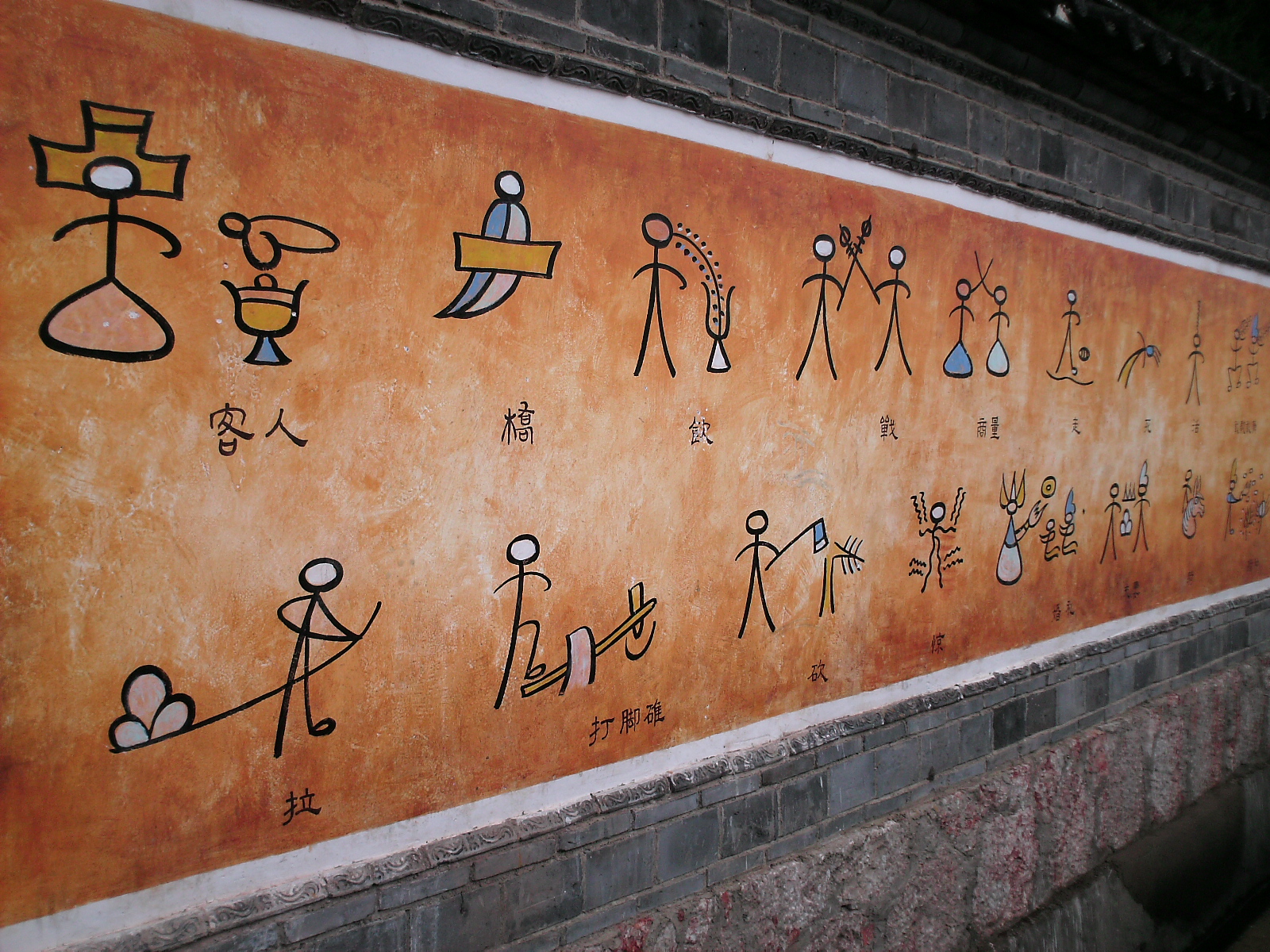 A Naxi Dongba pictograph mural in Baisha