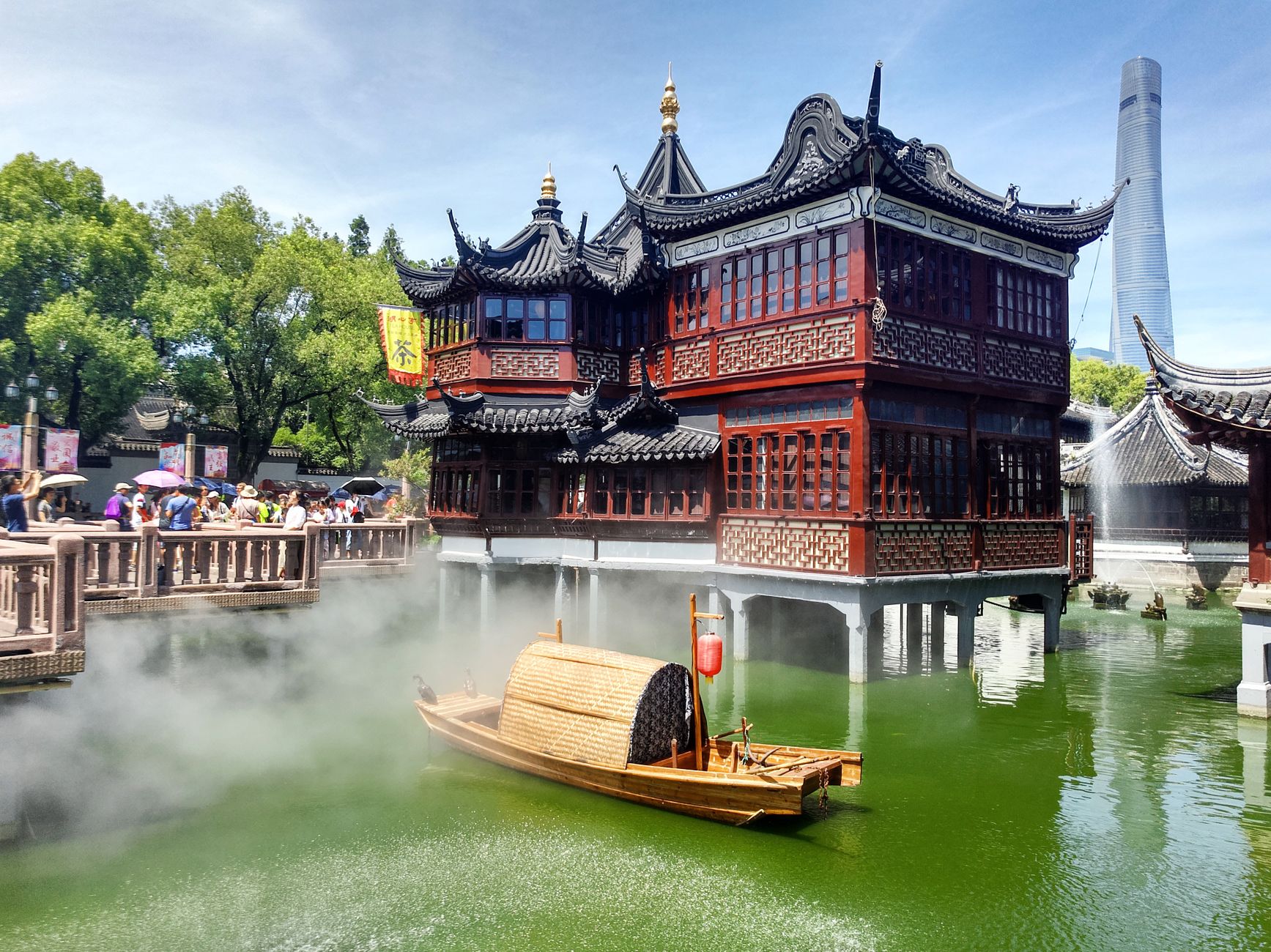 The classical pavilions and pond of Yu Garden in Shanghai