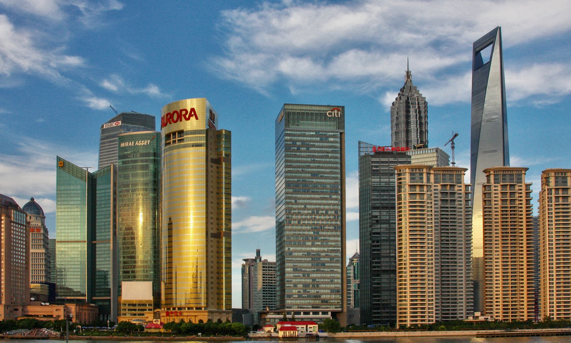 Shanghai's modern Pudong skyline rising above the river