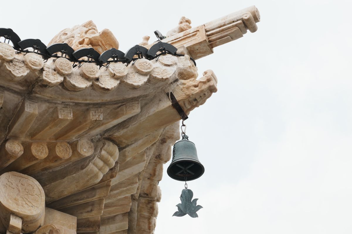 Datong temple roof detail with bell