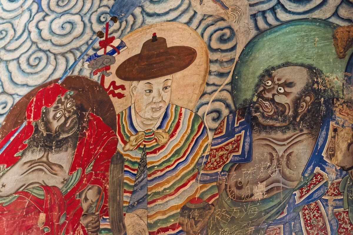 Painted temple mural in Datong