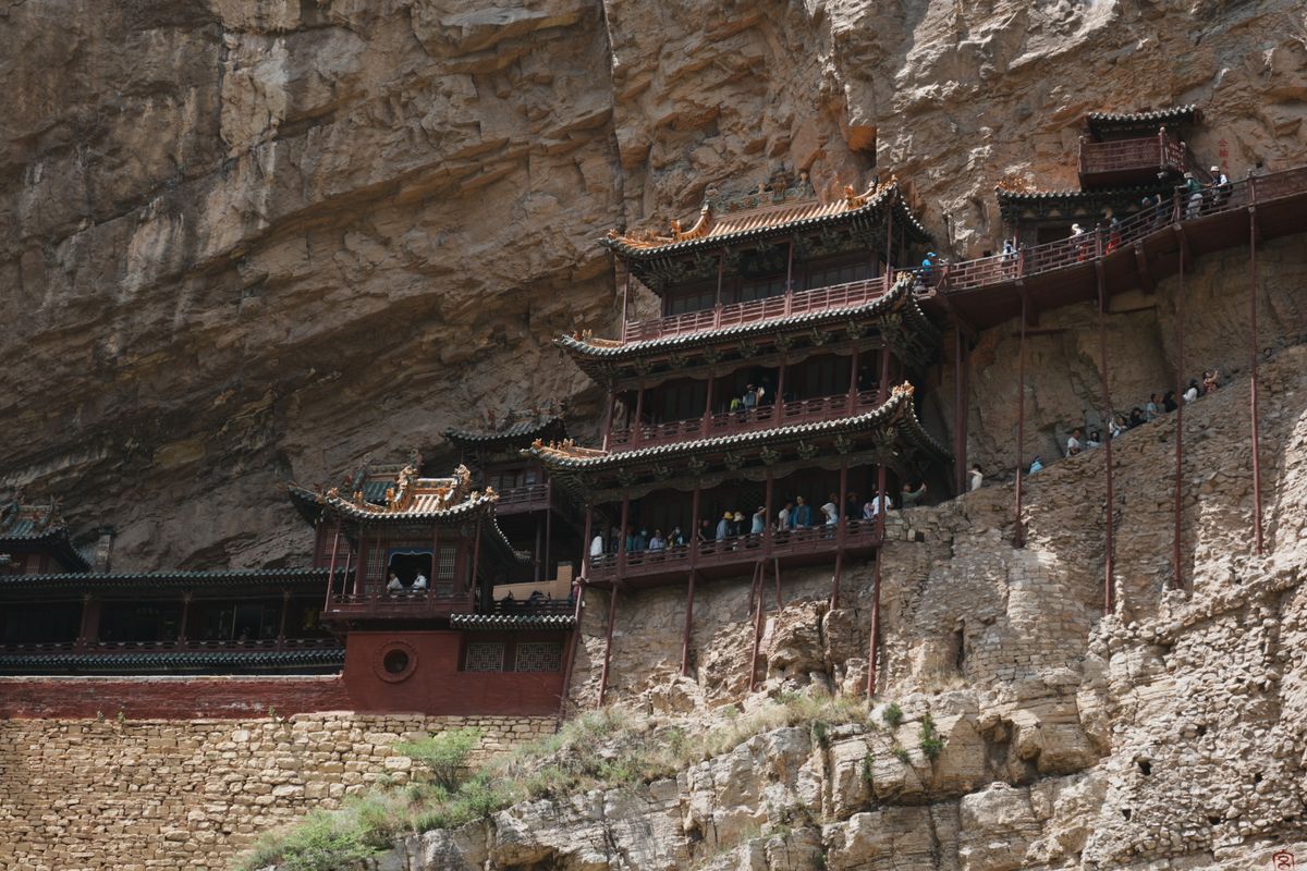 The Hanging Temple suspended on a cliff near Datong