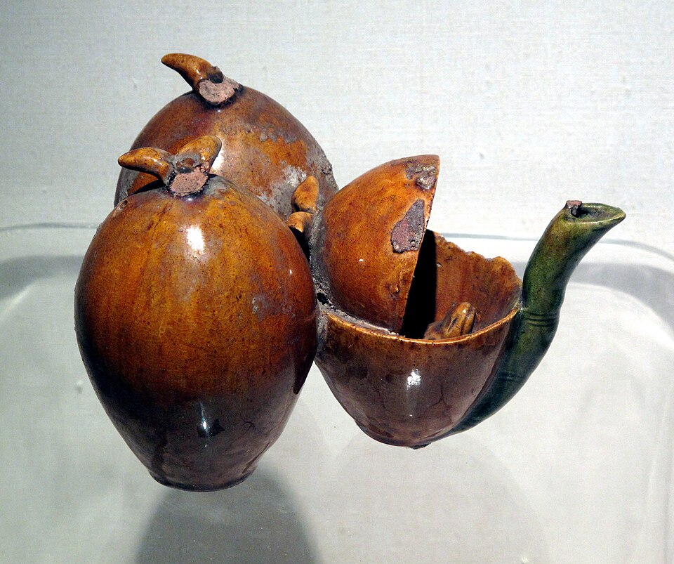 Ranks of Northern Wei painted pottery tomb figures at Datong Museum
