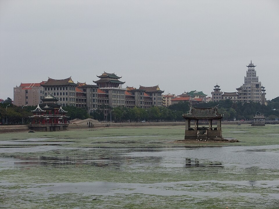 Wide view of the Jimei skyline with the Nanxun Tower