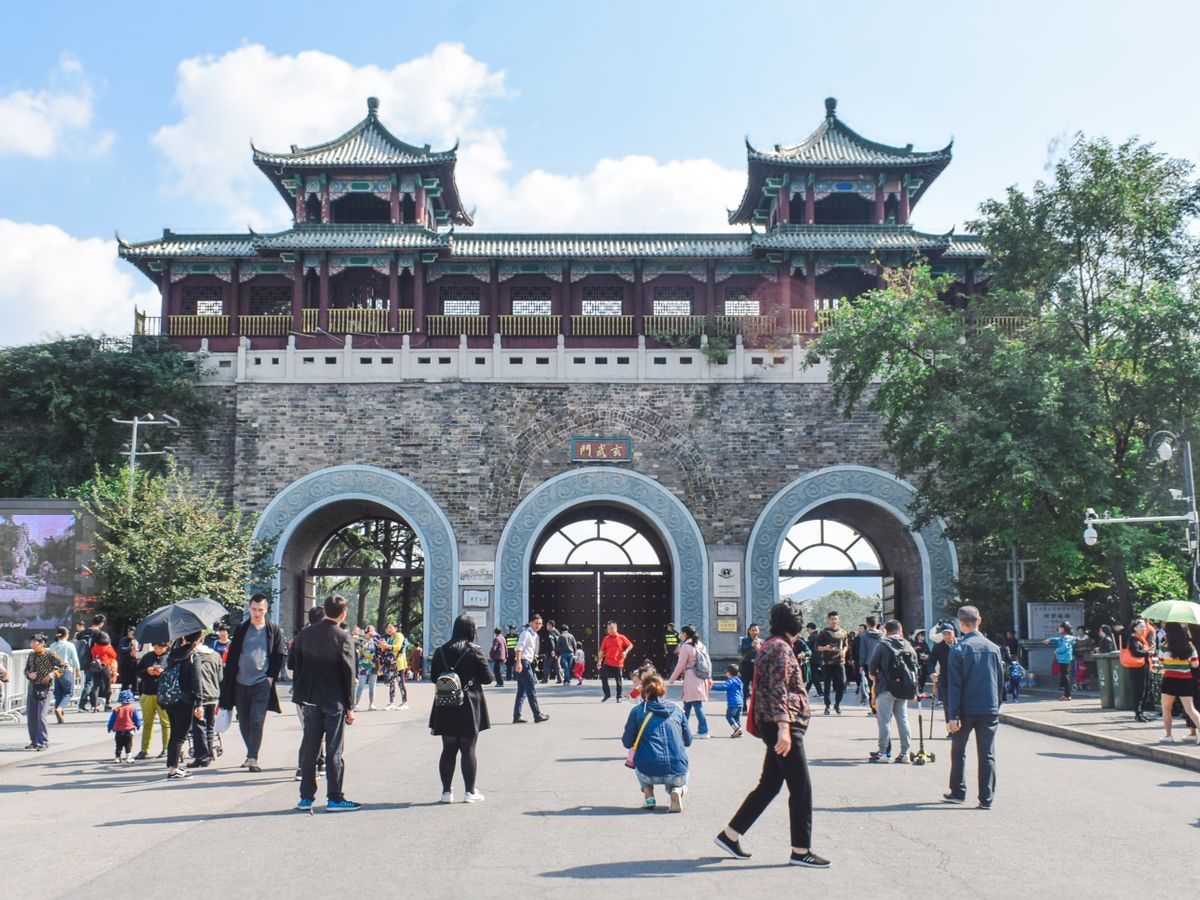 A monumental gate tower along the Nanjing Ming city wall