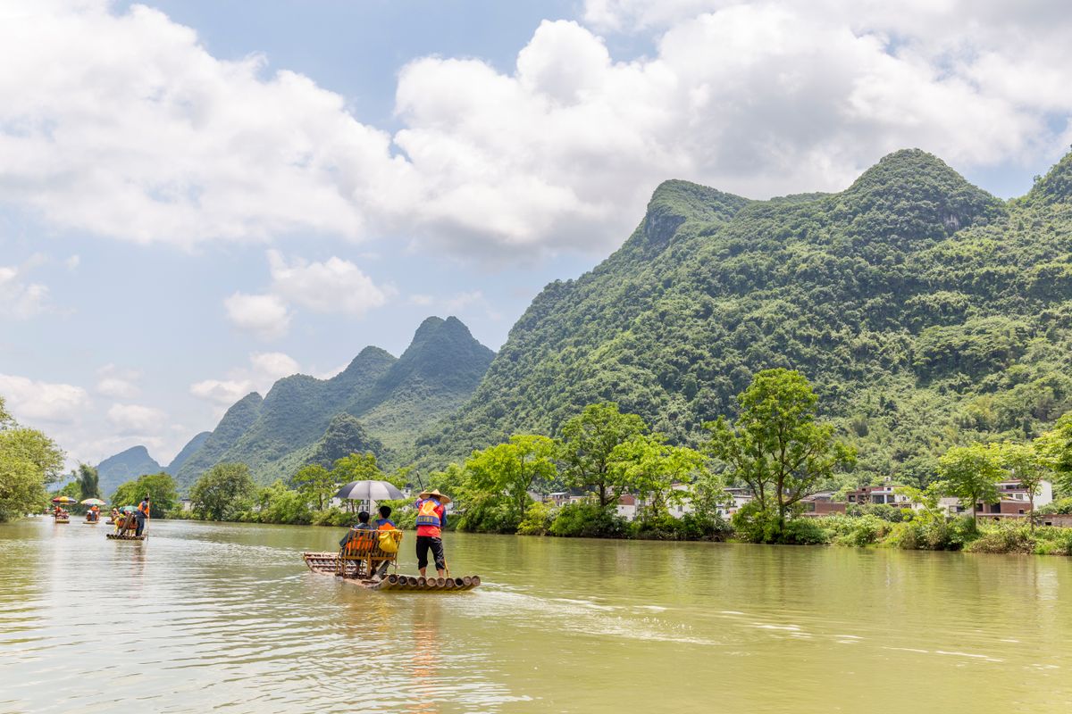 Rice fields and karst peaks in the Yangshuo countryside